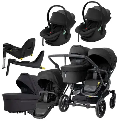 Emmaljunga Double Sento tvillingvagn 2027 + Thule Maple babyskydd + isofixbaser
