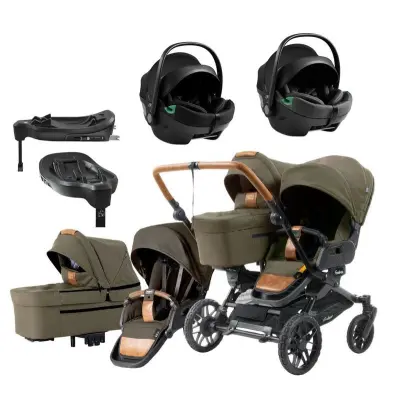 Emmaljunga Double Sento tvillingvagn Flat+ 2026 + Axkid GoKid babyskydd + bas