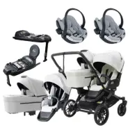 Emmaljunga Double Sento tvillingvagn Flat+ 2026 + BeSafe iZi Go Modular X2 babyskydd + bas