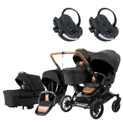 Emmaljunga Double Sento tvillingvagn Flat+ 2026 + BeSafe iZi Go Modular X2 babyskydd