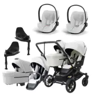 Emmaljunga Double Sento tvillingvagn Flat+ 2026 + Cybex Cloud T babyskydd + bas