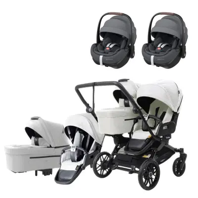 Emmaljunga Double Sento tvillingvagn Flat+ 2026 + Maxi-Cosi Pebble 360 Pro 2 babyskydd