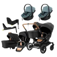 Emmaljunga Double Sento tvillingvagn Flat+ 2026 + Thule Maple babyskydd + bas