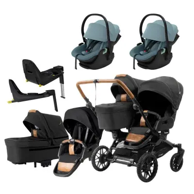 Emmaljunga Double Sento tvillingvagn Flat+ 2026 + Thule Maple babyskydd + bas