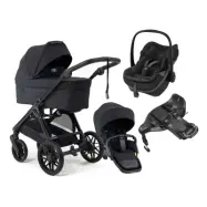 Emmaljunga Sento Pro duovagn Flat+ 2027 + Maxi-Cosi Pebble Slide Pro babyskydd + isofixbas