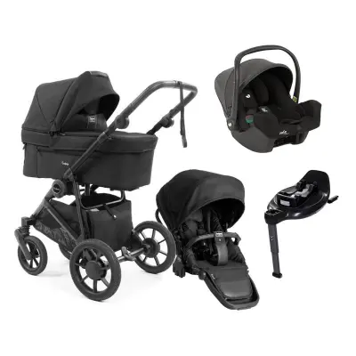 Emmaljunga Super Sonic duovagn + Joie i-Snug 2 babyskydd + isofixbas