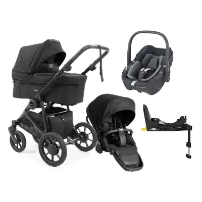 Emmaljunga Super Sonic duovagn + Maxi-Cosi Pebble 360 babyskydd + isofixbas