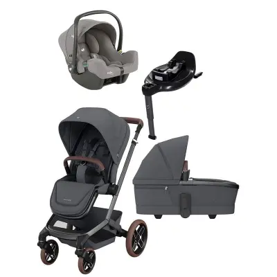 Maxi-Cosi Fame duovagn + Joie i-Snug 2 babyskydd + isofixbas
