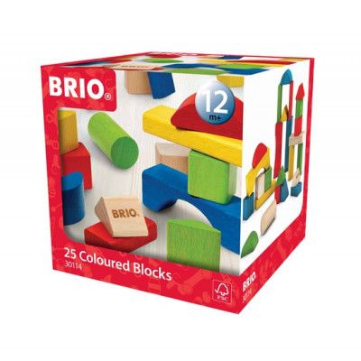 BRIO, 30114 Färgade träklossar, 25 st