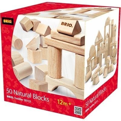 BRIO 30113 Set med 50 träfärgade klossar