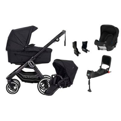 Emmaljunga NXT90 F duovagn, black supreme + Britax Baby-safe + bas