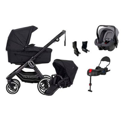 Emmaljunga NXT90 F duovagn, black supreme + Britax Primo + bas