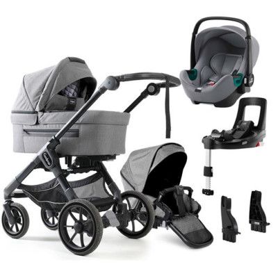 Emmaljunga NXT90 Flat duovagn 2023 + Britax Baby-Safe3 + bas + adapter