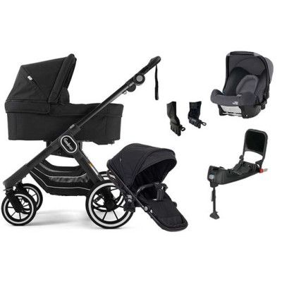 Emmaljunga NXT90 ltd edt duovagn, all black + Britax Baby-safe + bas