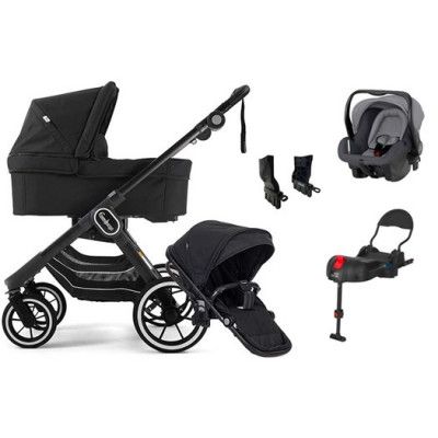 Emmaljunga NXT90 ltd edt duovagn, all black + Britax Primo + bas