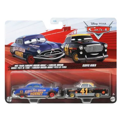 Disney Cars 1:55 2-pack Dirt Track Fabulous Hudson hornet&Clovis Rider - Disney Cars -  Leksaksaffären
