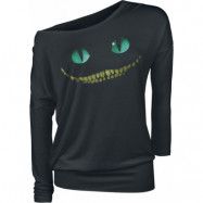 Alice i Underlandet - Disney Långärmad tröja - Cheshire Cat - Smile - S 5XL - för Dam - svart