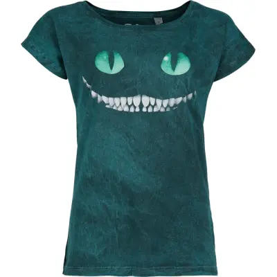 Alice i Underlandet - Disney T-shirt - Cheshire Cat Smile - S 4XL - för Dam - petrol