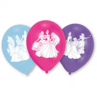 Ballonger prinsessor i färgerna lila, rosa och blått 6-pack
