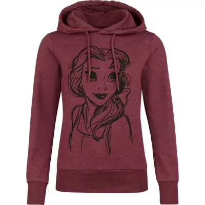 Disney Princess - Anime Luvtröja - Belle - S 3XL - för Dam - rödmelerad