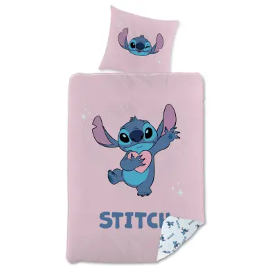 Disney Stitch Bäddset Rosa 150x210cm - Stitch -  Leksaksaffären