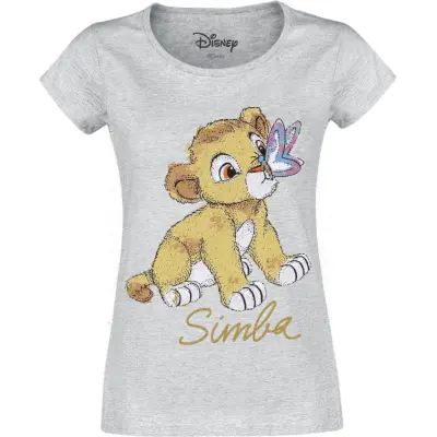 Lejonkungen - Disney T-shirt - Simba - Baby - M XXL - för Dam - gråmelerad