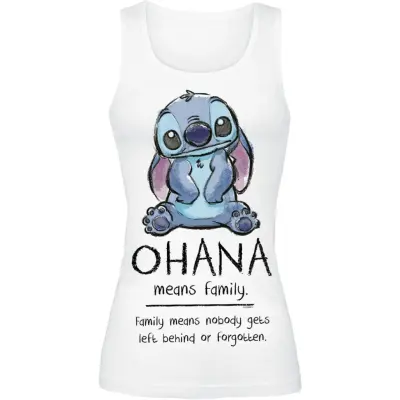 Lilo & Stitch - Disney Topp - Ohana Means Family - XS XXL - för Dam - vit