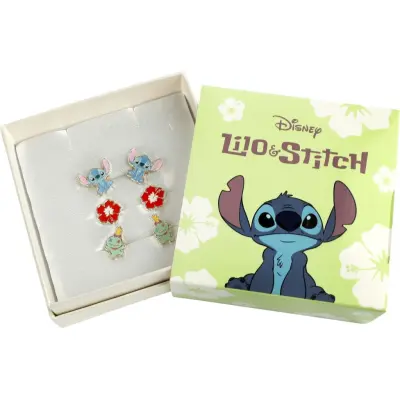 Lilo & Stitch - Disney Örhängesset - Stitch, Hibiscus & Scrump - set med örhängen - för  flerfärgad