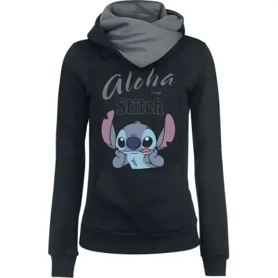Lilo & Stitch - Disney Luvtröja - Aloha - XS 5XL - för Dam - svart/grå