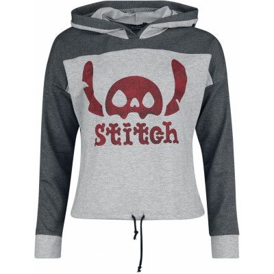 Lilo & Stitch - Disney Luvtröja - Skeleton Stitch - S XXL - för Dam - mörkgrå/ljusgrå