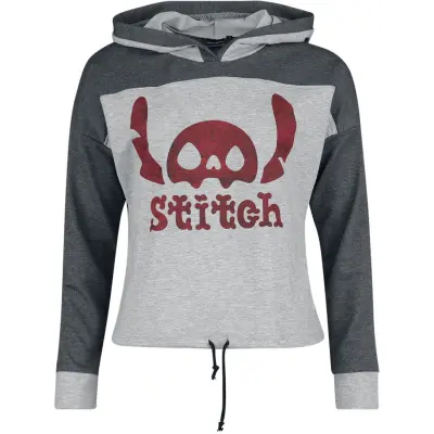 Lilo & Stitch - Disney Luvtröja - Skeleton Stitch - S XXL - för Dam - mörkgrå/ljusgrå