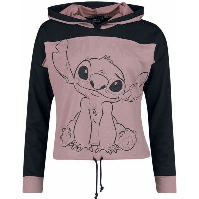 Lilo & Stitch - Disney Luvtröja - Stitch - S 4XL - för Dam - svart/rosa