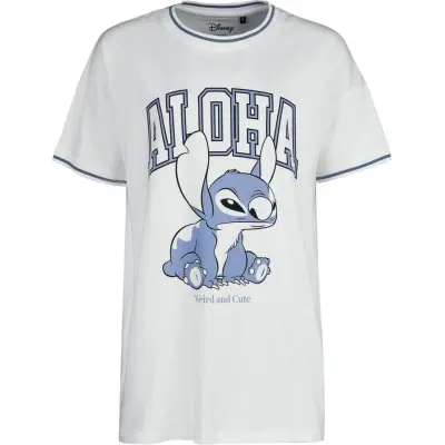 Lilo & Stitch - Disney Oversize T-shirt - Aloha Weird And Cute - Oversize - S XXL - för Dam - vit