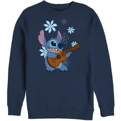 Lilo & Stitch - Disney Sweatshirt - Stitch Flowers - S XXL - för Herr - blå