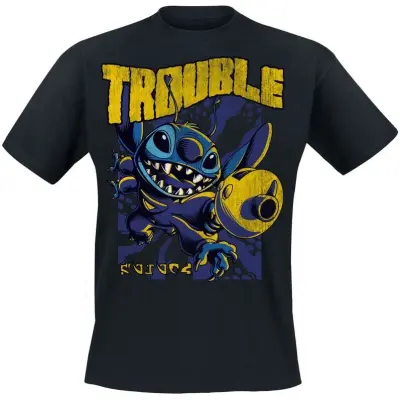 Lilo & Stitch - Disney T-shirt - Big Trouble Stitch - S L - för Herr - svart