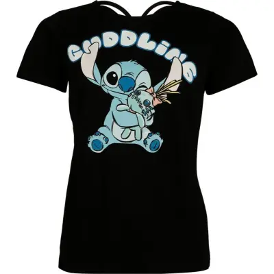Lilo & Stitch - Disney T-shirt - Cuddling - S XXL - för Dam - svart