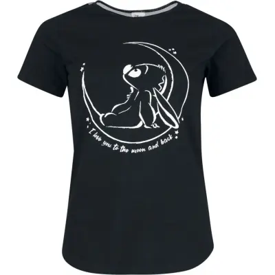 Lilo & Stitch - Disney T-shirt - I love you to the moon and back - S M - för Dam - svart