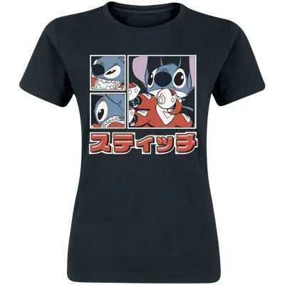 Lilo & Stitch - Disney T-shirt - Japanese Stitch Boxes - S XXL - för Dam - svart