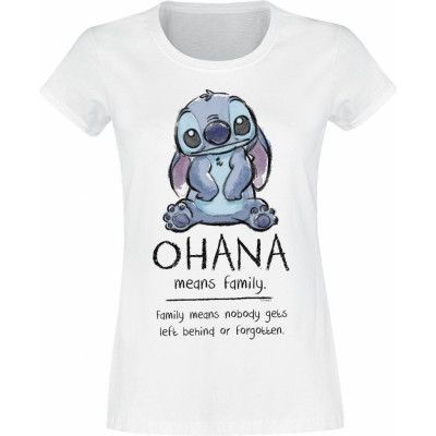 Lilo & Stitch - Disney T-shirt - Ohana Means Family - XS XXL - för Dam - vit