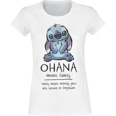 Lilo & Stitch - Disney T-shirt - Ohana Means Family - XS XXL - för Dam - vit