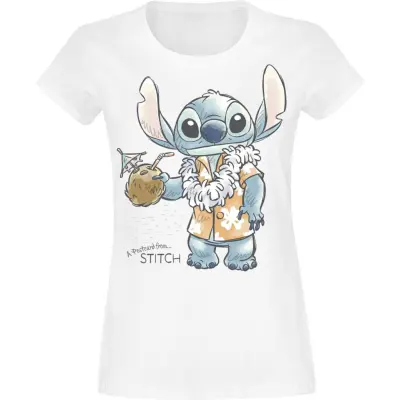 Lilo & Stitch - Disney T-shirt - Postcard from Stitch - S XXL - för Herr - vit
