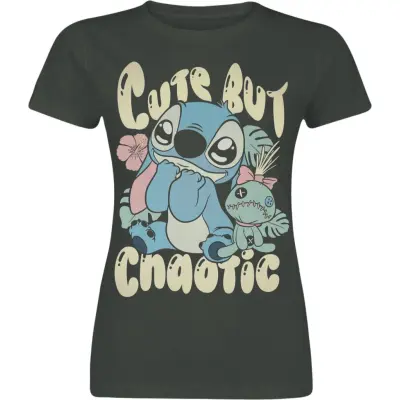 Lilo & Stitch - Disney T-shirt - Stitch Cute But Chaotic - S XXL - för Dam - skiffer