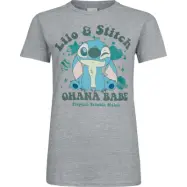 Lilo & Stitch - Disney T-shirt - Stitch Ohana Babe - S XXL - för Dam - gråmelerad