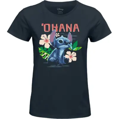 Lilo & Stitch - Disney T-shirt - Stitch Ohana - S XXL - för Dam - mörkblå