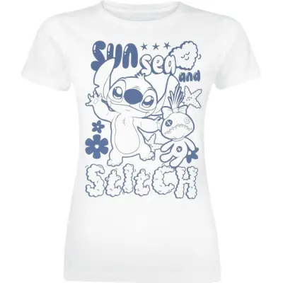 Lilo & Stitch - Disney T-shirt - Sun Sea And Stitch - S XXL - för Dam - vit