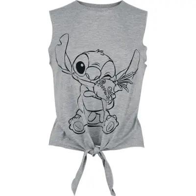 Lilo & Stitch - Disney Topp - Cuddling - S XXL - för Dam - gråmelerad