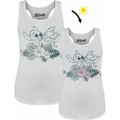 Lilo & Stitch - Disney Topp - Stitch - Flowers - M XL - för Dam - vit