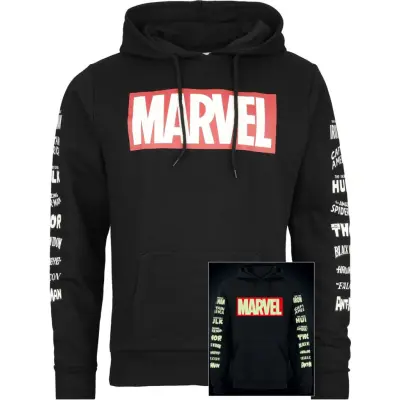 Marvel - Disney Luvtröja - Logo - Glow In The Dark - S M - för Herr - svart