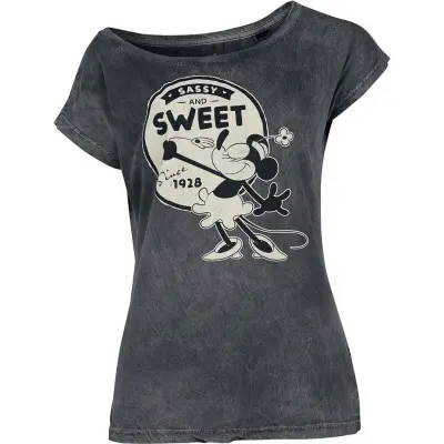 Musse & Mimmi Pigg - Anime T-shirt - Disney 100 - Minnie Mouse - S L - för Dam - grå