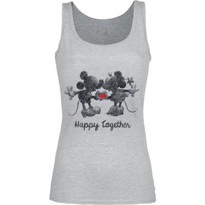 Musse & Mimmi Pigg - Disney Topp - Happy Together - XS XXL - för Dam - gråmelerad
